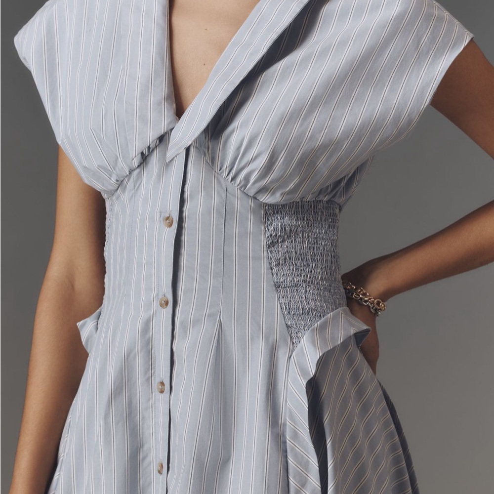 Anthropologie Blue Striped Midi Dress